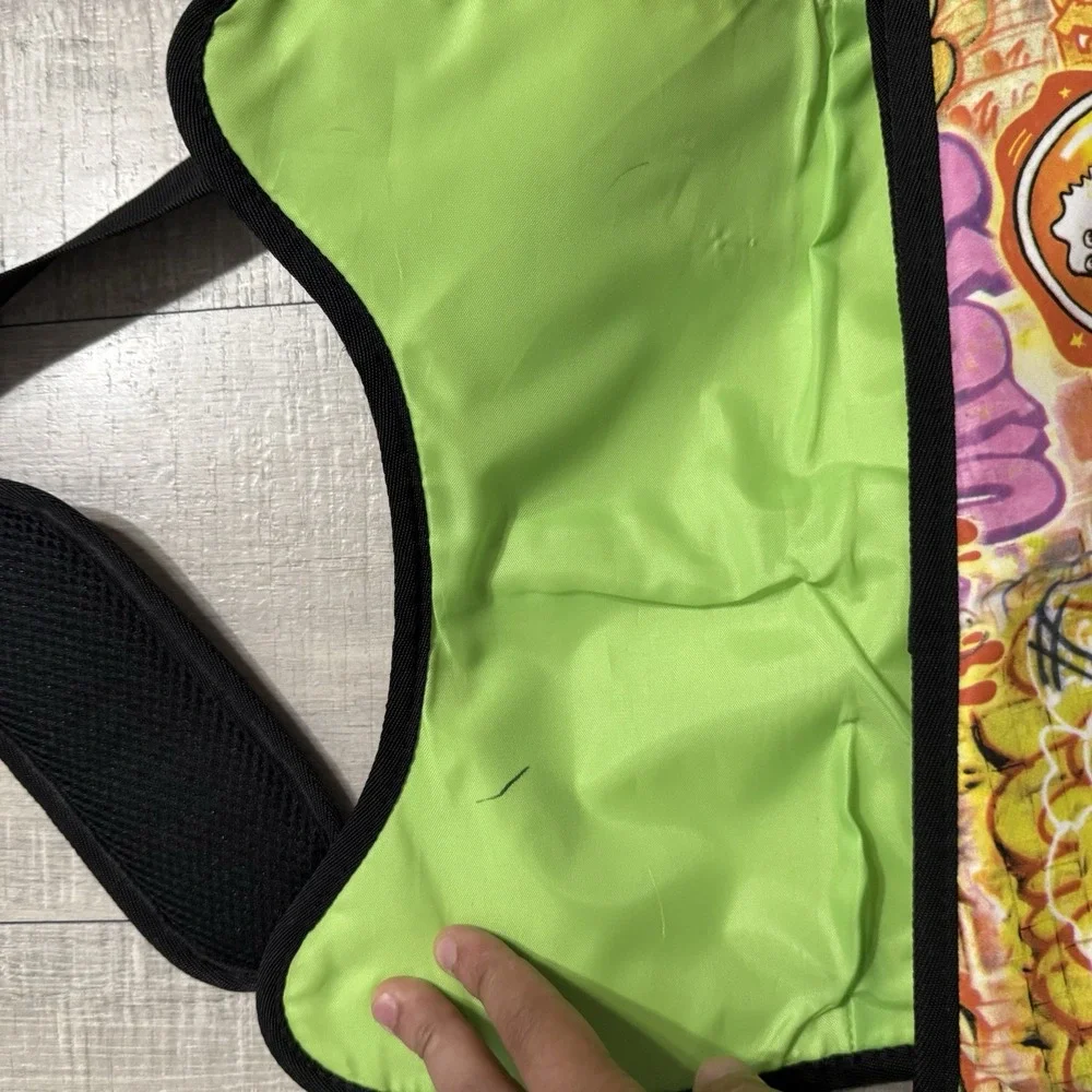 Crocs Graffiti Dinosaur Messenger Bag Adult Lime Green Interior